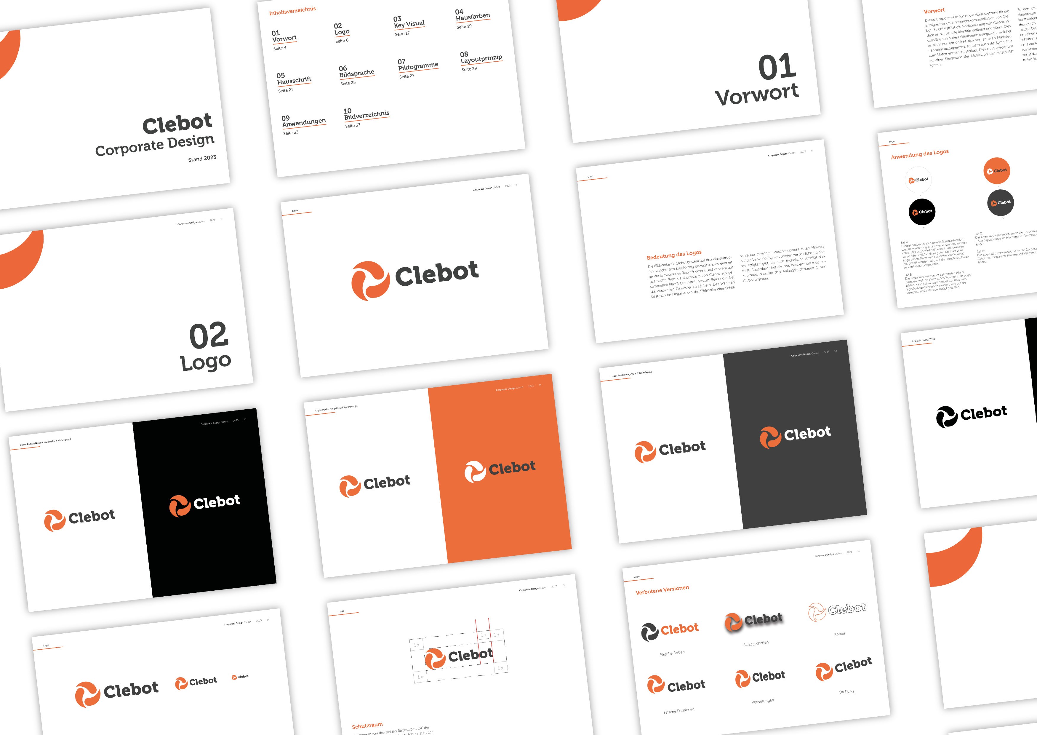 Corporate-Design-Manual für Clebot mit Logo, Farbwelt und Typografie