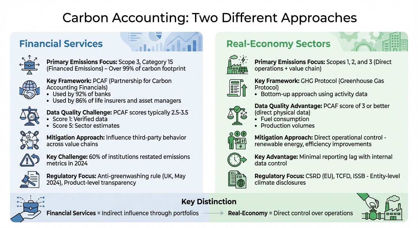 Carbon Accounting: Financial Services vs Real-Economy Sectors Comparison