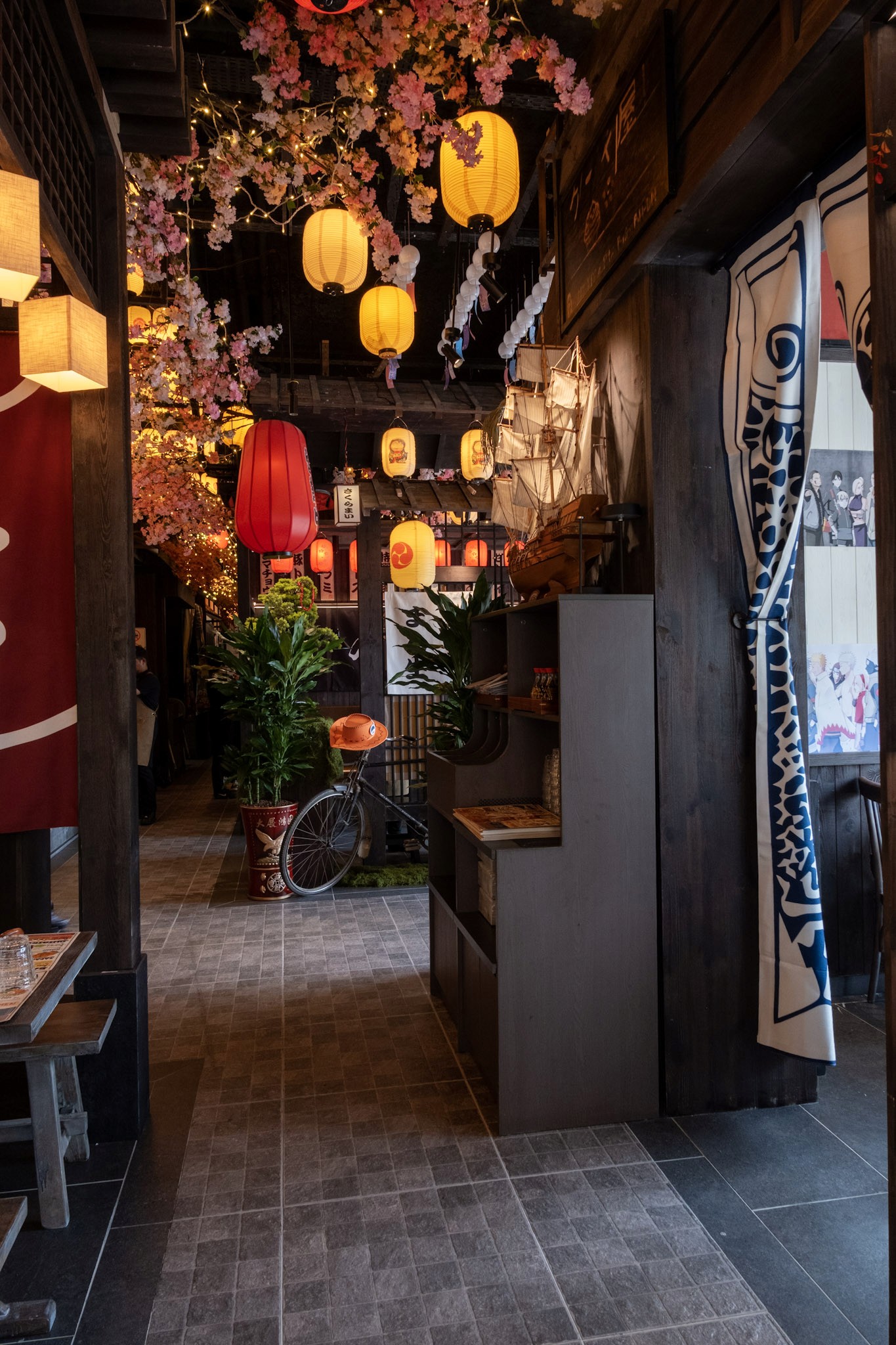 empty table and chairs inside building