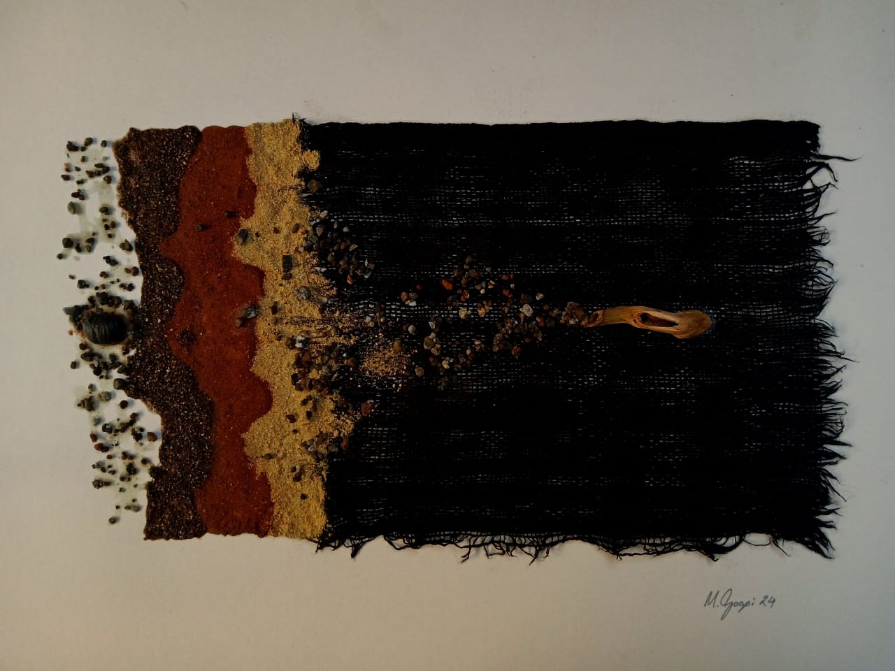 herd of sheep on road painting