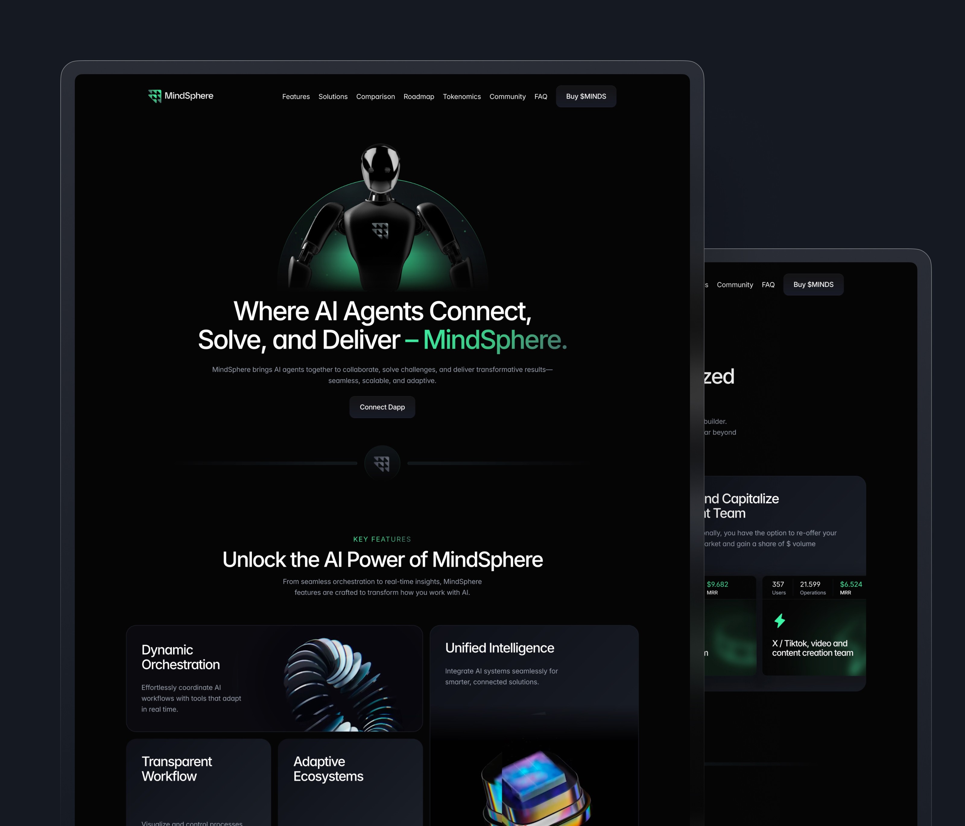 Mindsphere - AI Web3 Landing Page design and framer development
