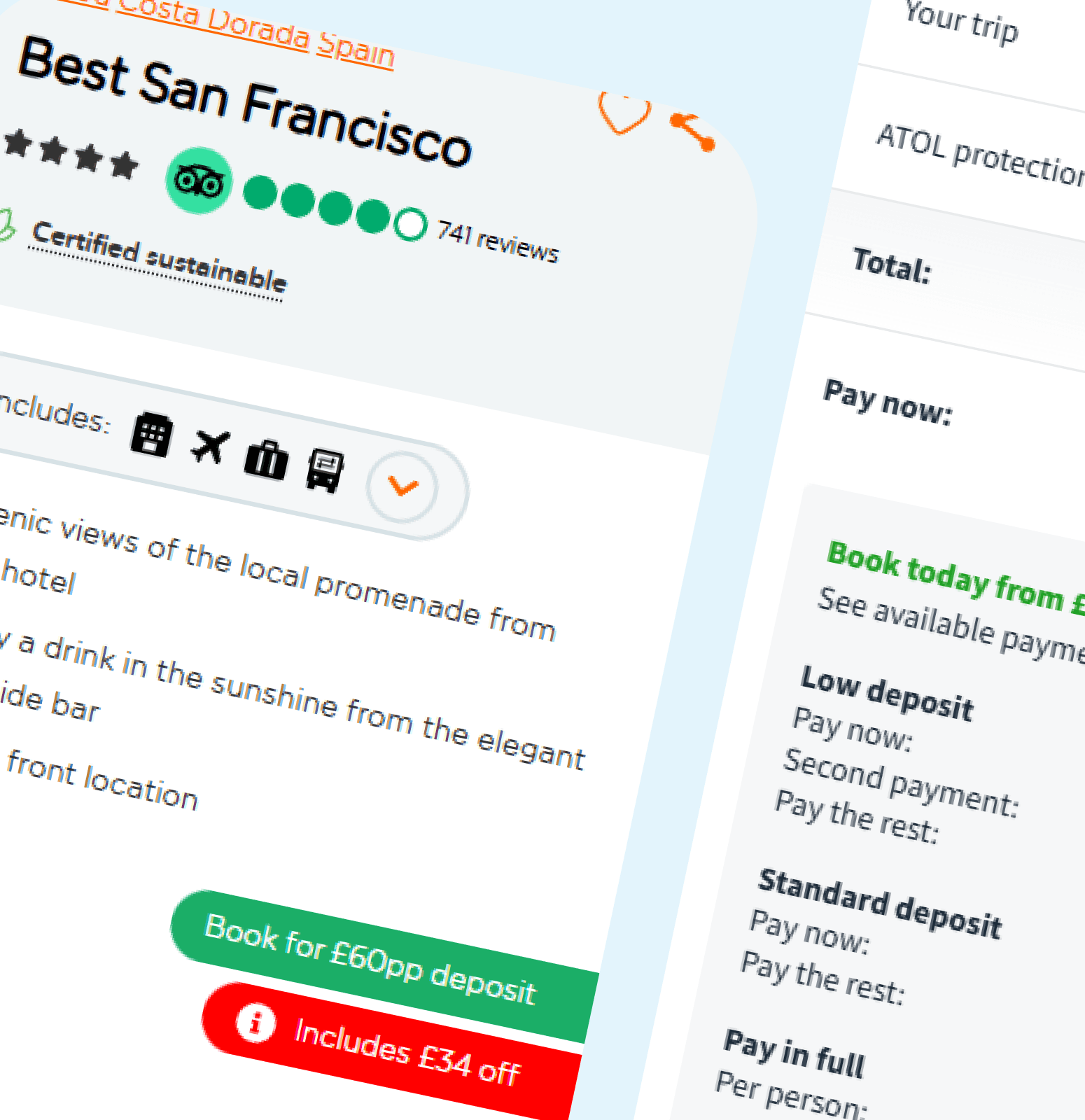 Example of a holiday summary on a competitors website.