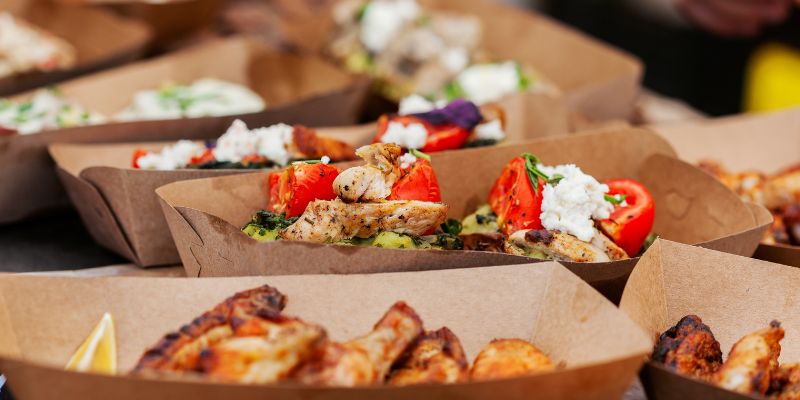 Food in takeaway containers