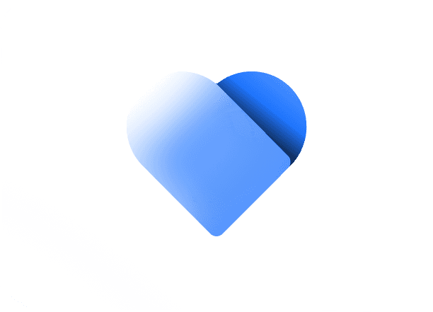 Blue heart icon on white background, casa verde framer template.