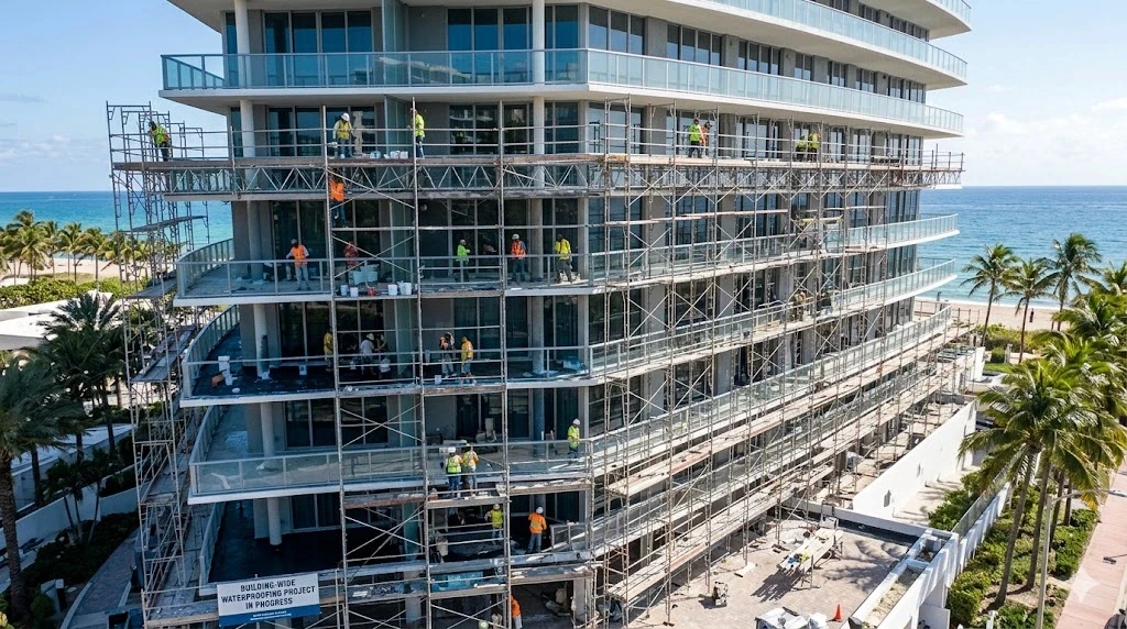 Building-wide condo waterproofing program for a Fort Lauderdale condominium — Planet Construction FL