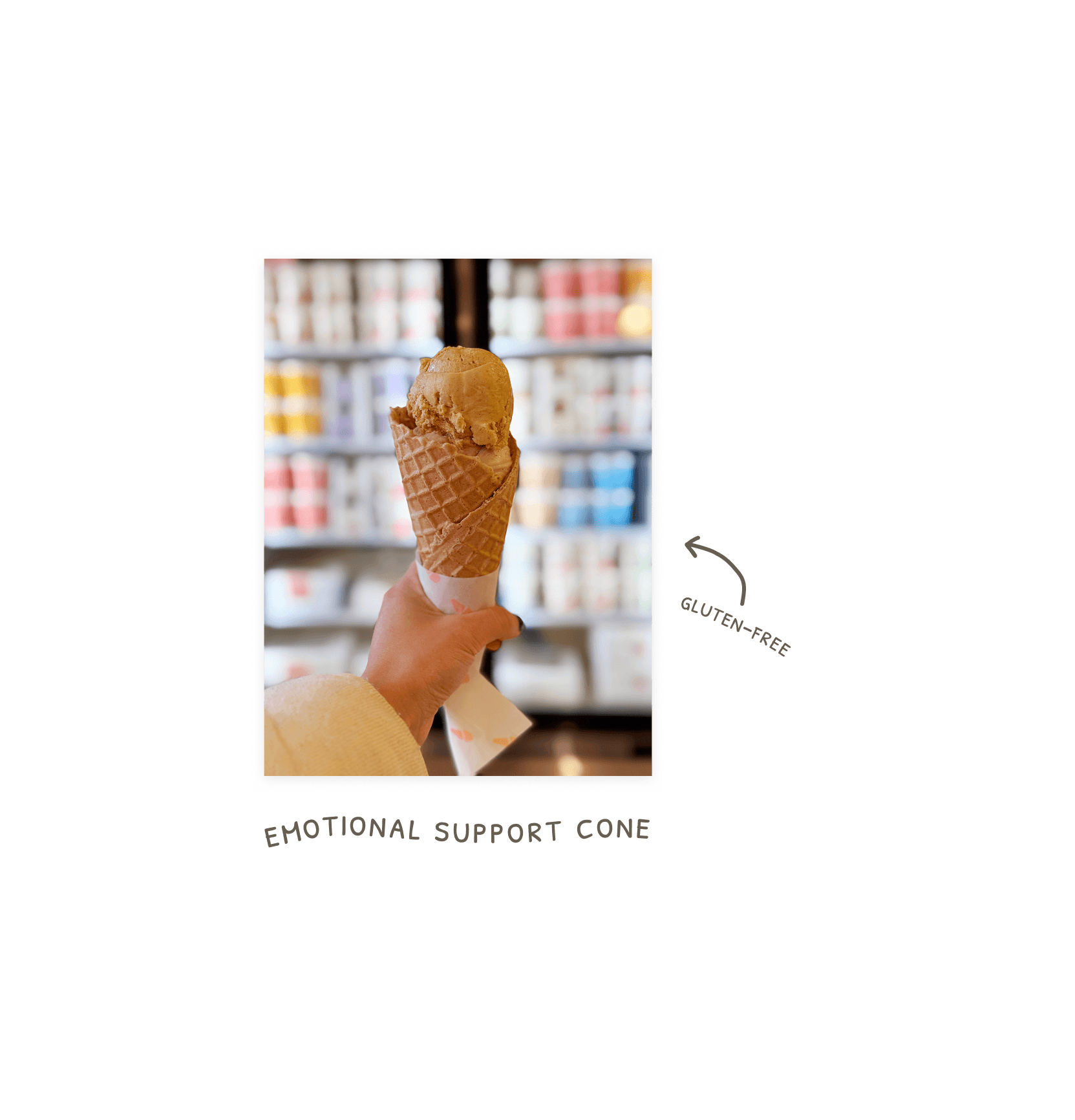 Ice cream with a gluten-free waffle cone