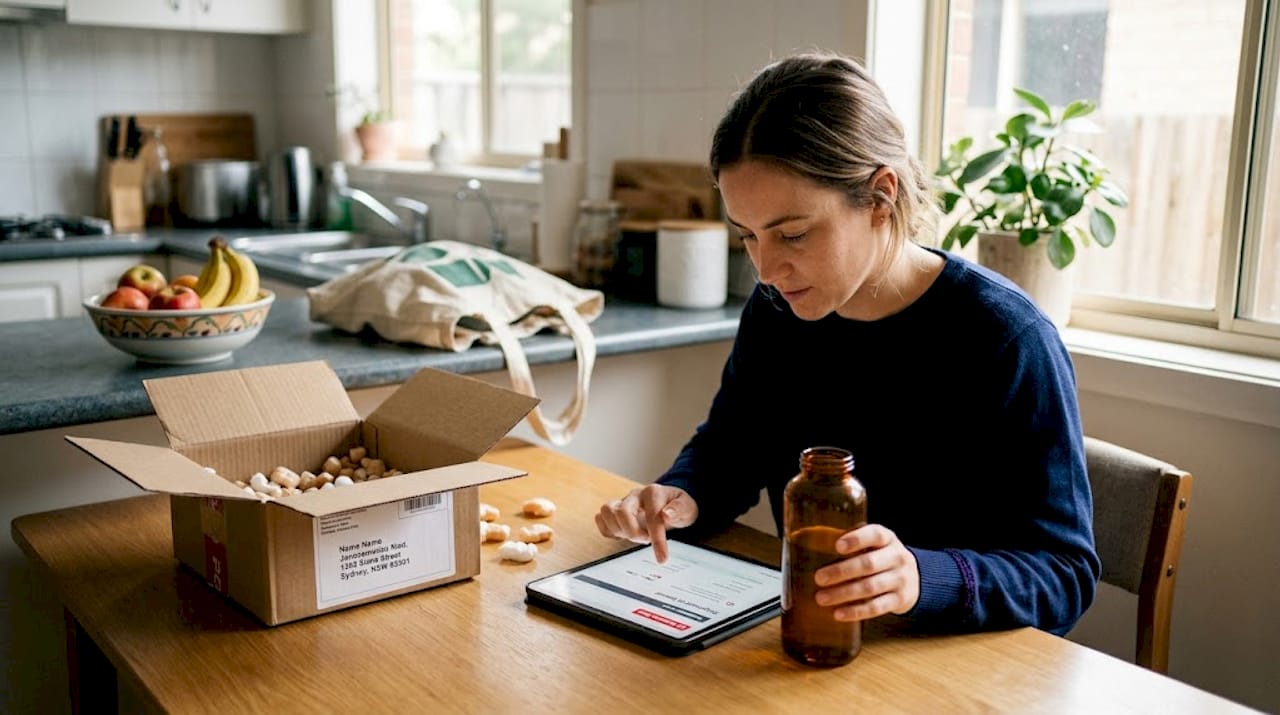 Customer tracking order at home with tablet