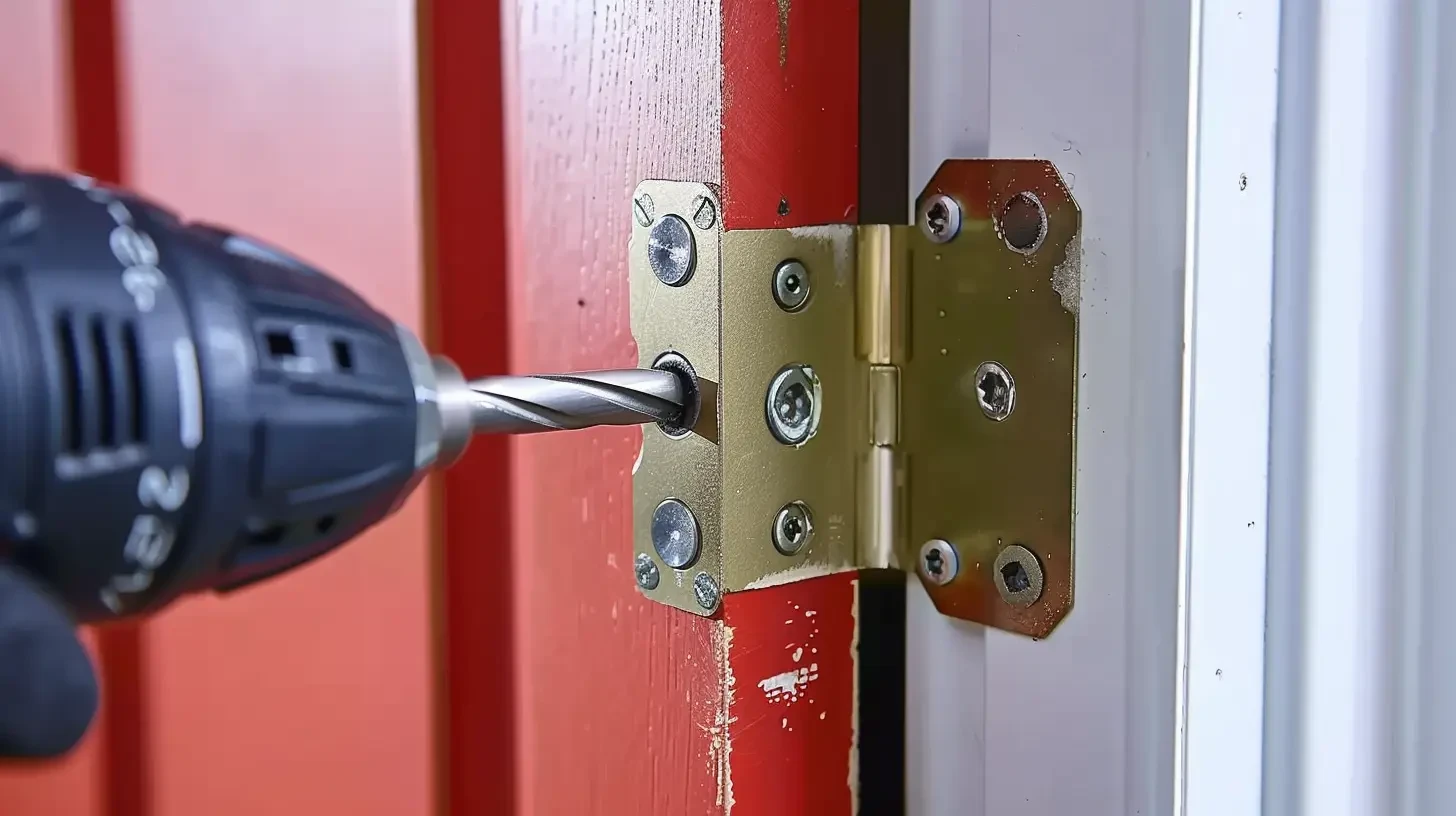 drilling-into-door-hinge-red-door