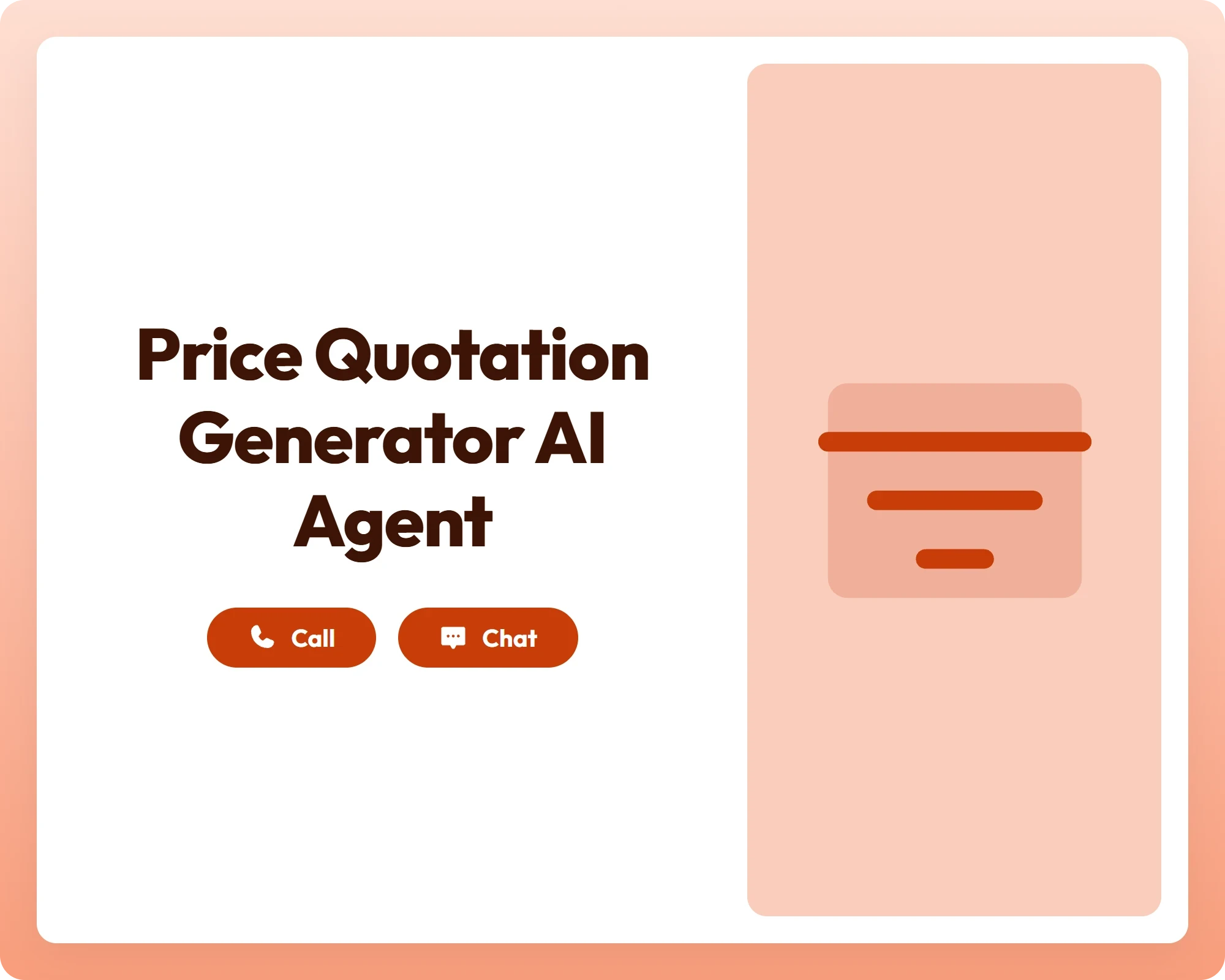 ai lead generation agent provides call and chat support with a funnel icon for streamlined price quotations