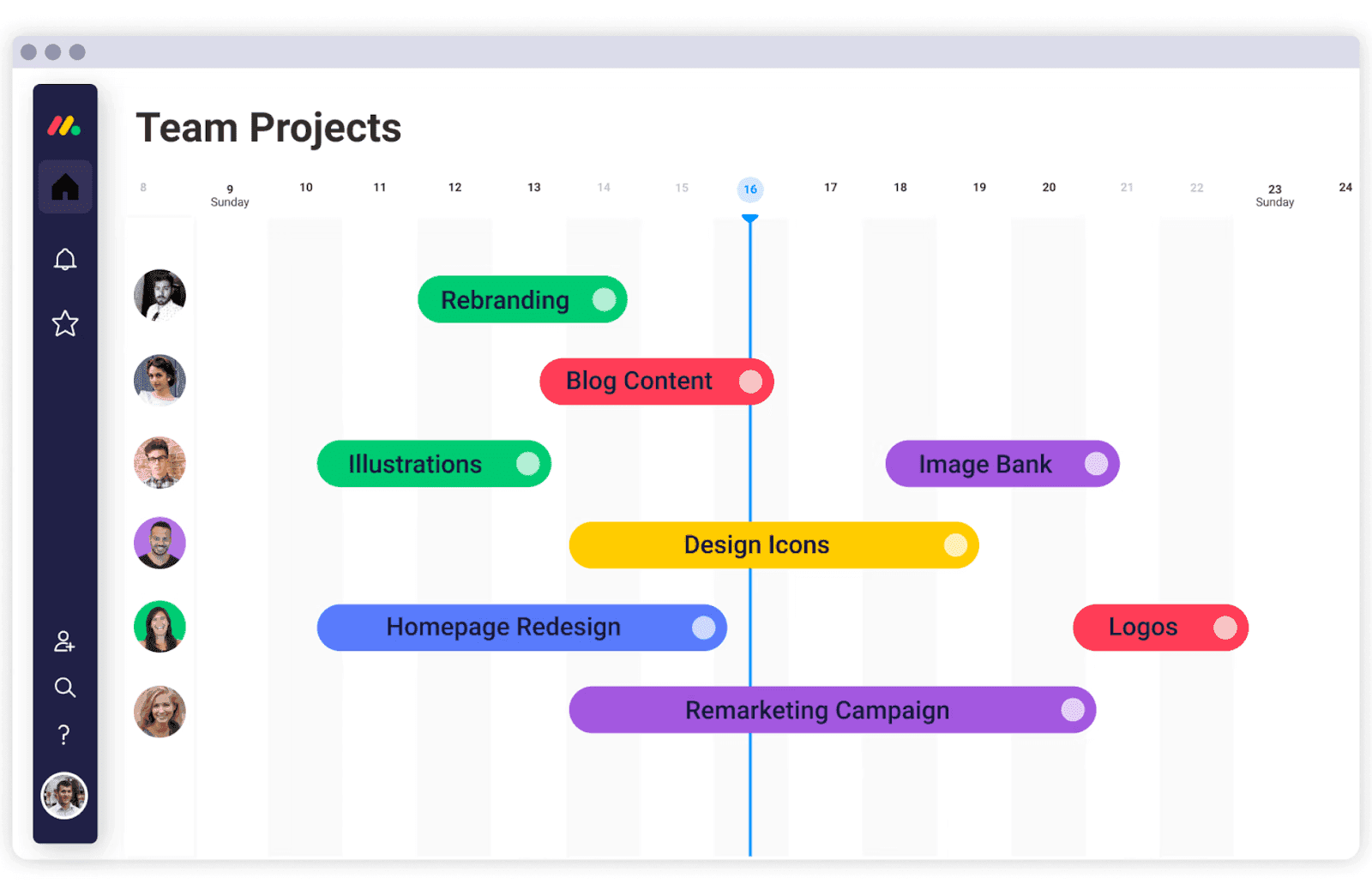 Interface of Monday.com