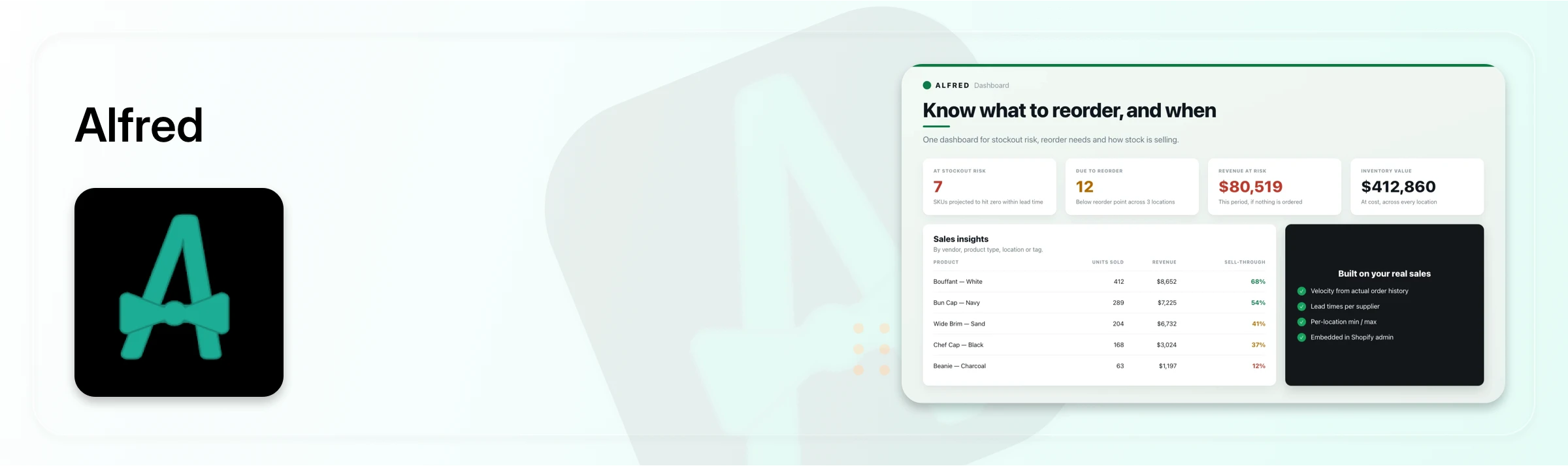 Alfred Shopify stocktake app
