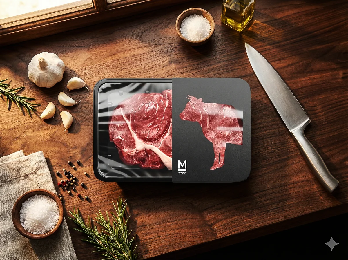 Metzgers branded food packaging on a wooden kitchen table