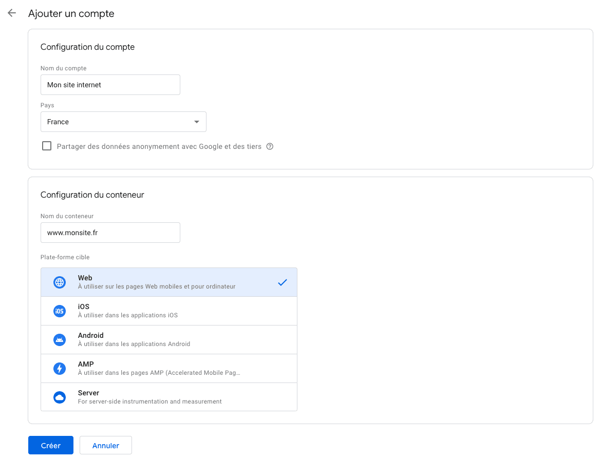 Configuration GTM