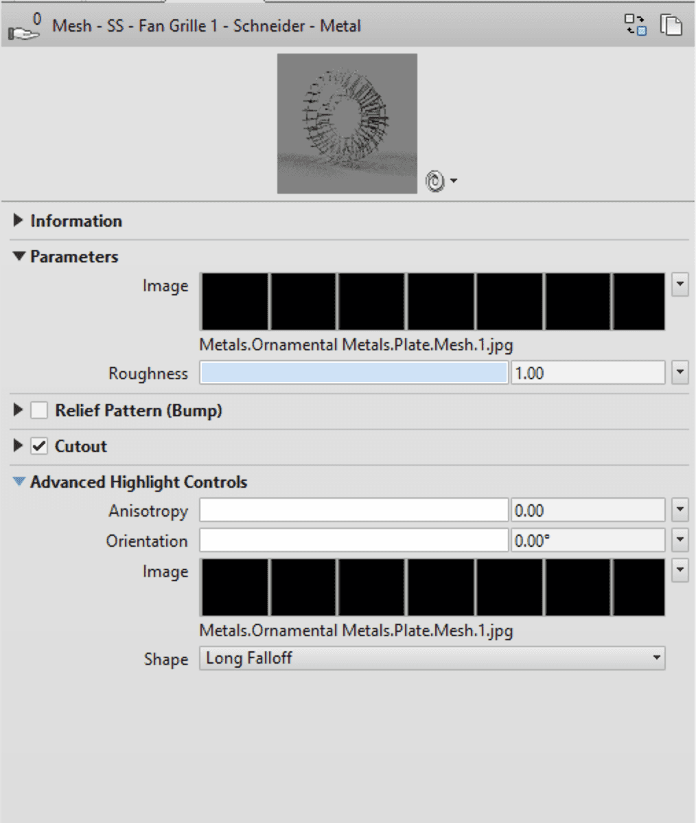 Fan shroud material setup