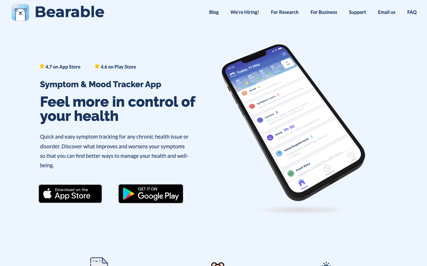Bearable health symptom tracker app