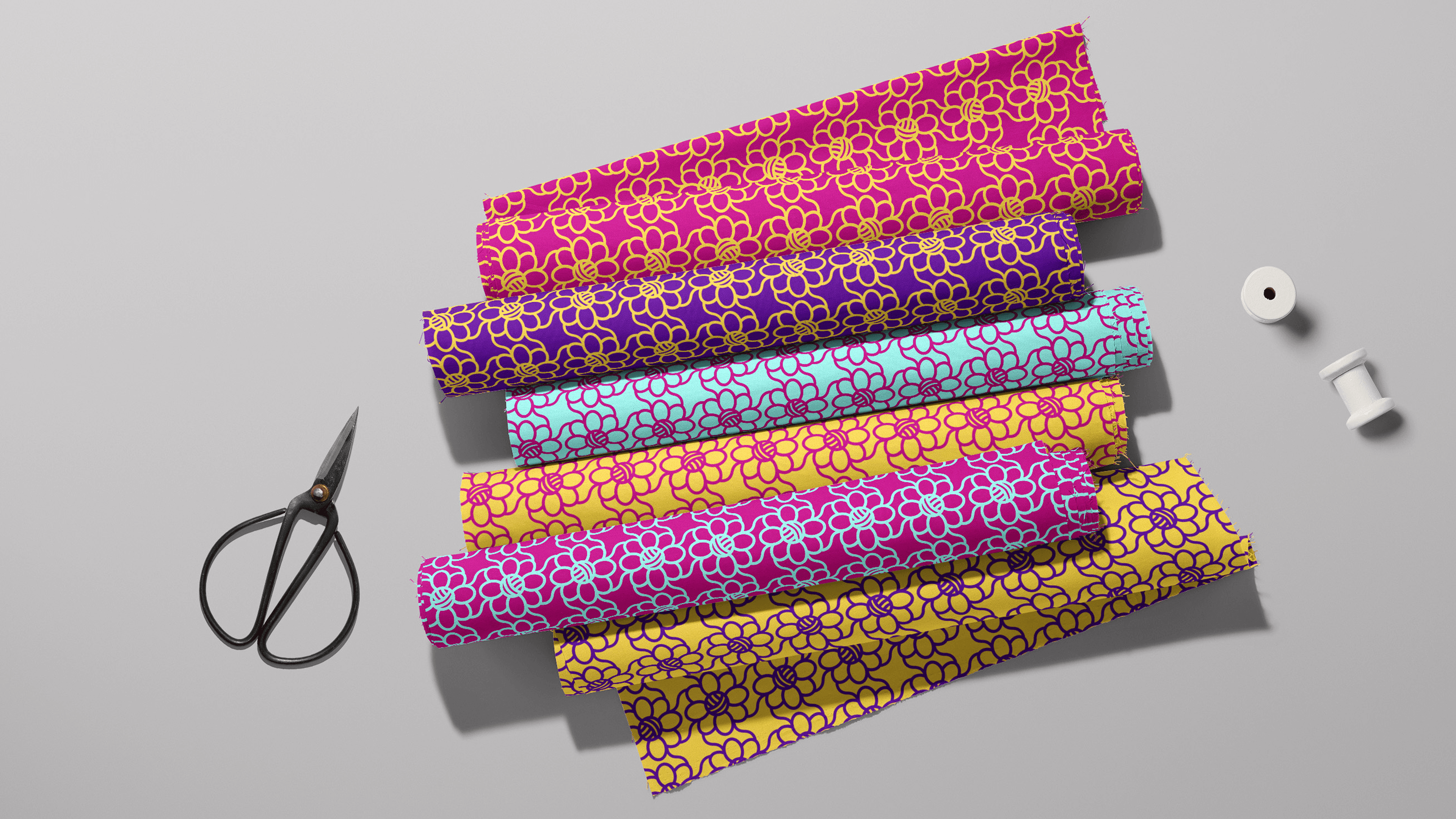 Rolls of branded gift wrapping paper