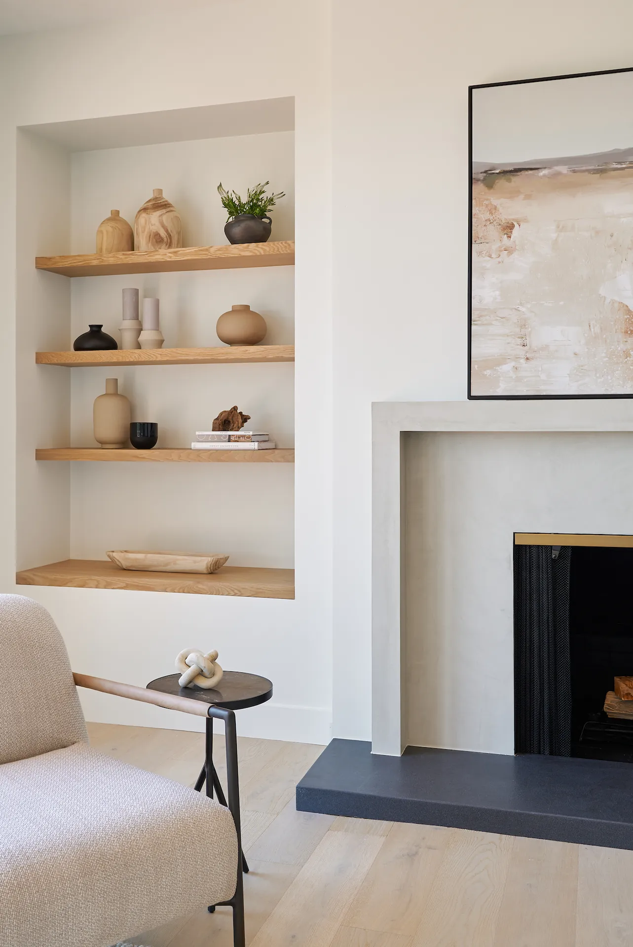 Second angle view of the living room highlighting decor and layout. Photo by Todd Huge.