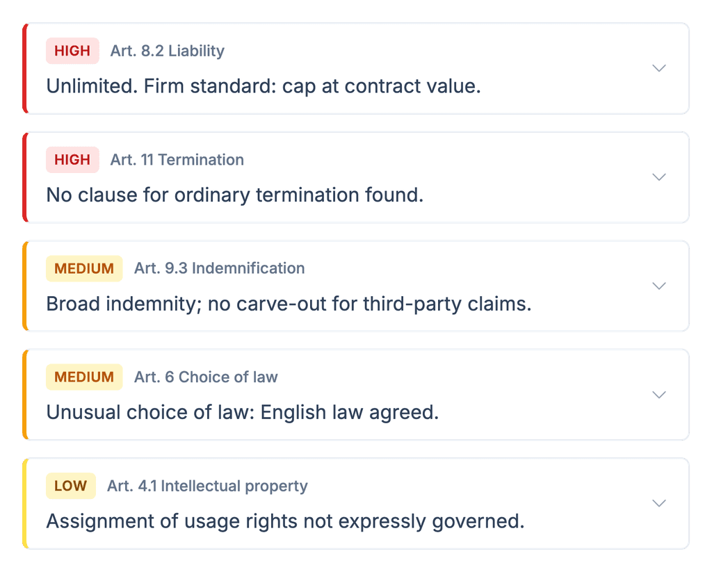 Risk Review product interface