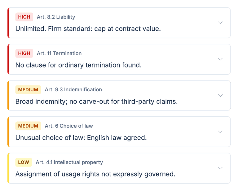 Risk Review product interface
