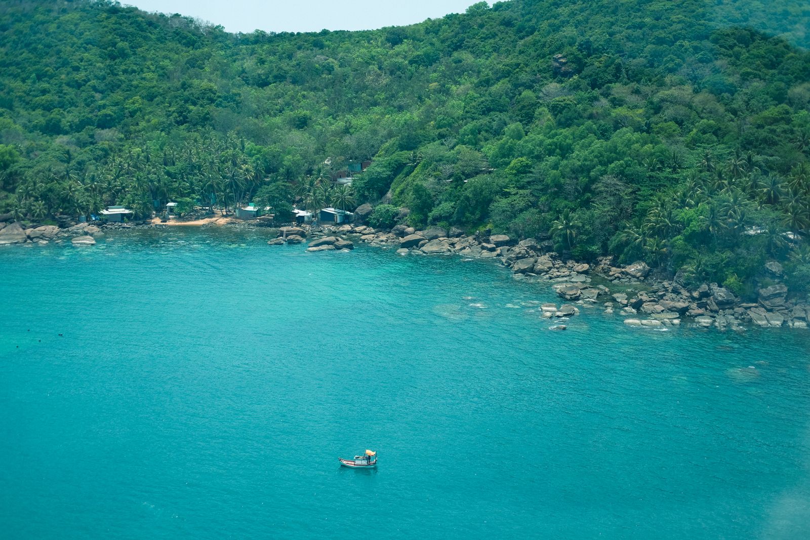 Green coastline and clear sea on Phu Quoc