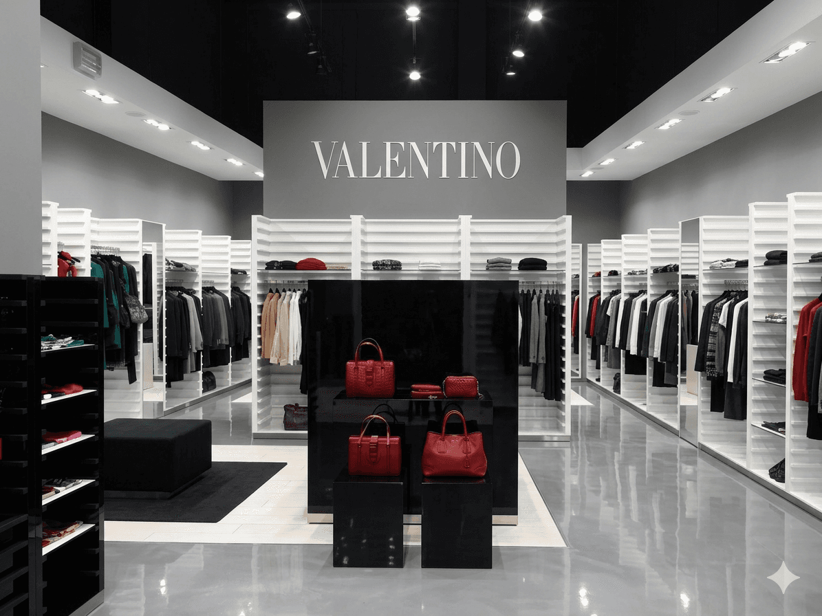 arredi negozio Valentino abbigliamento