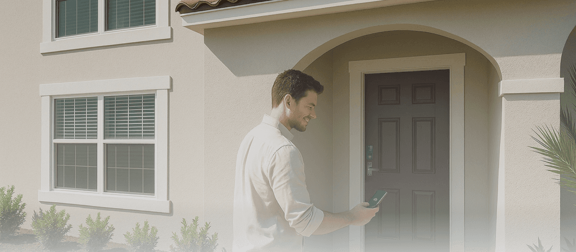 Man using the EasyHub app to access his home