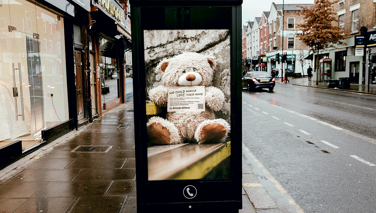 Close up of clothes stuck to a billboard