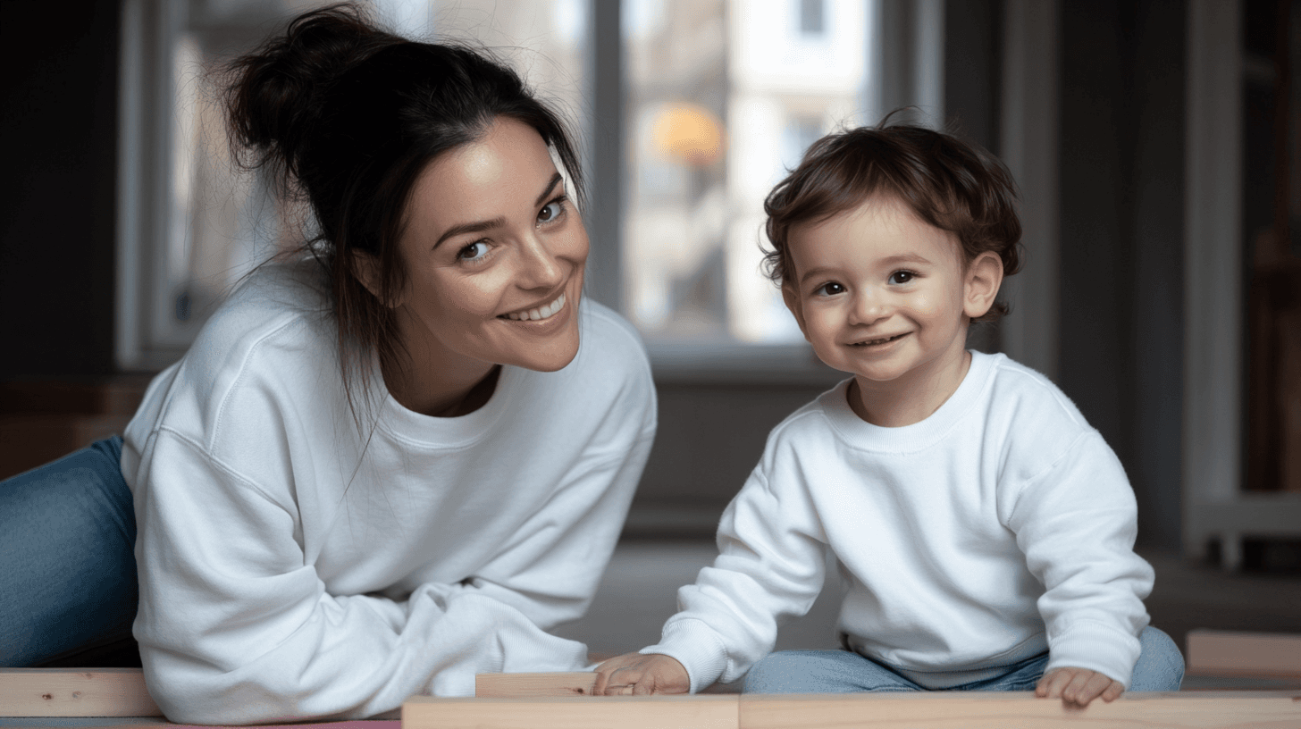 A caring nanny and child cuddling in a cozy bed, illustrating the warmth and security provided by full-time nanny care.