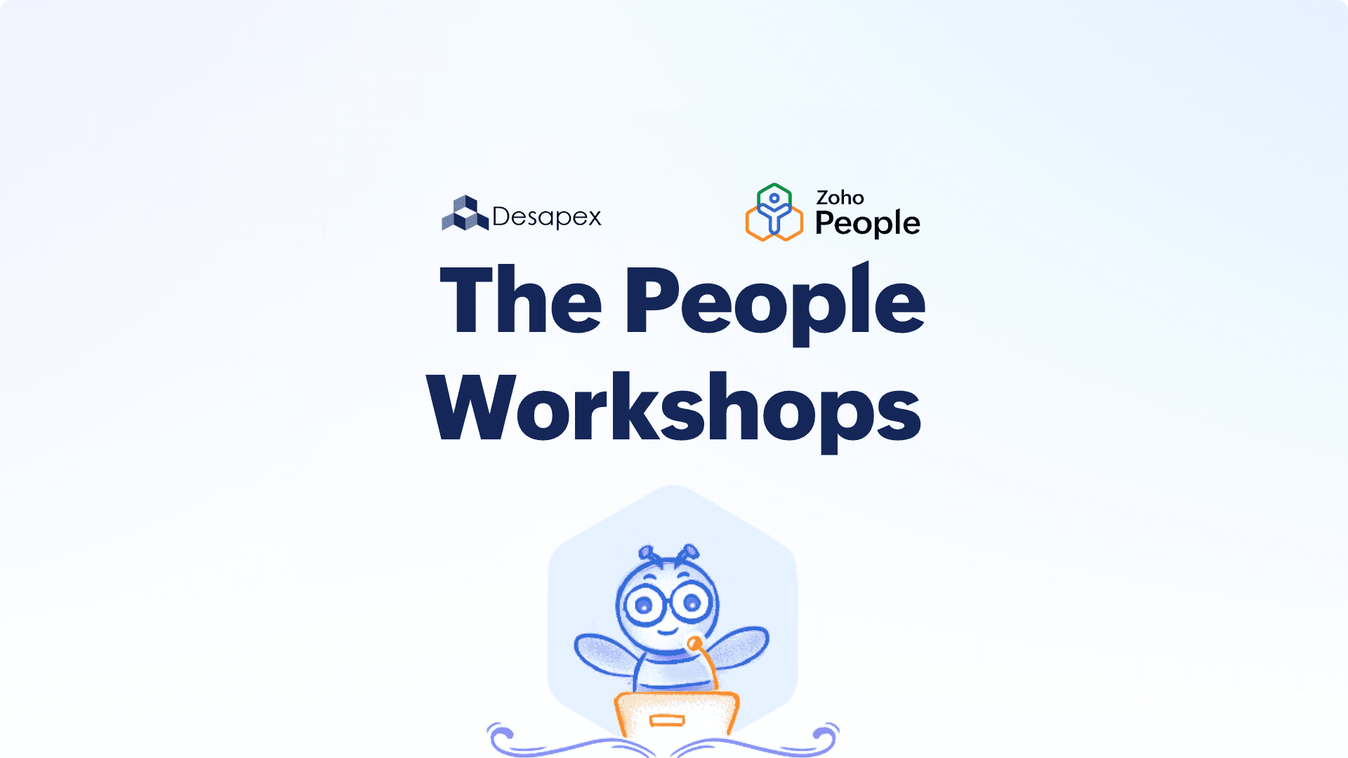 A man stands while two people sit at a table in an office setting, smiling and engaged in conversation. The mood is friendly and collaborative.