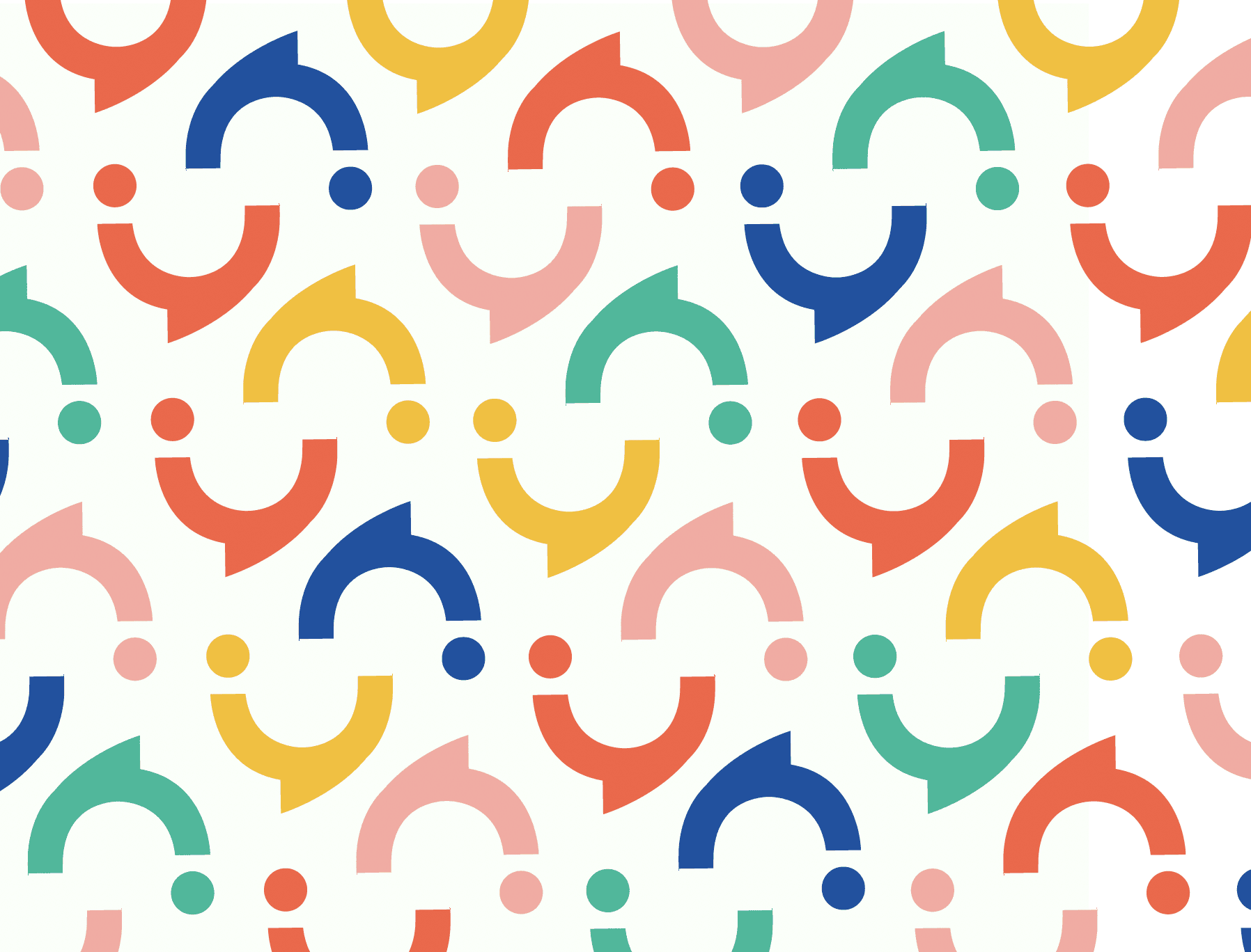 Motif coloré à partir du logo IWSTY, couleurs rose, rouge, jaune, vert et bleu 