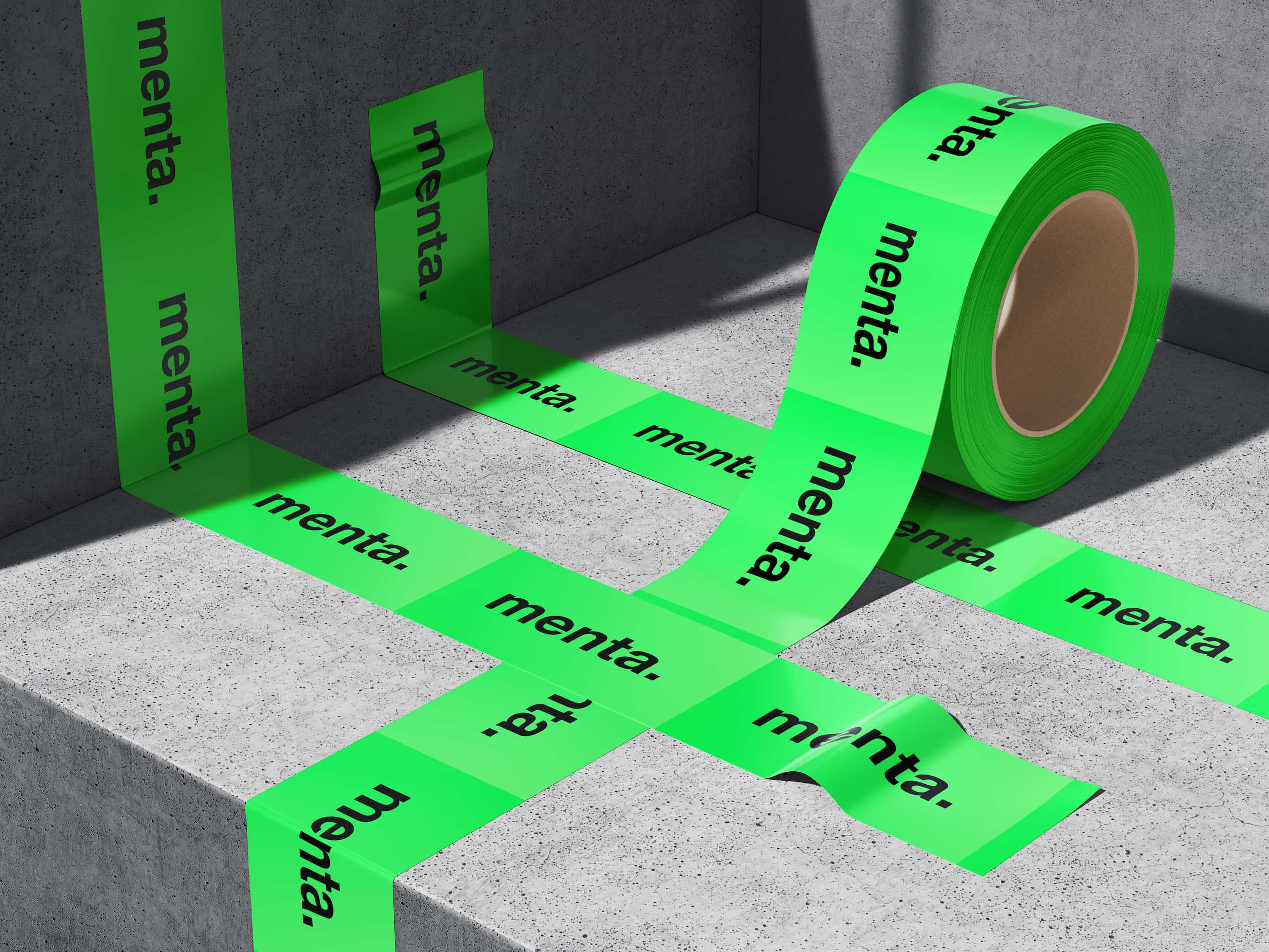 bandeau de scotch vert avec impression menta.