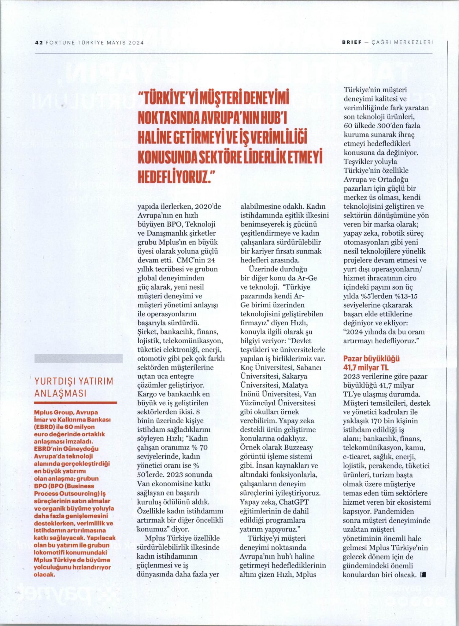 Fortune Türkiye röportajı