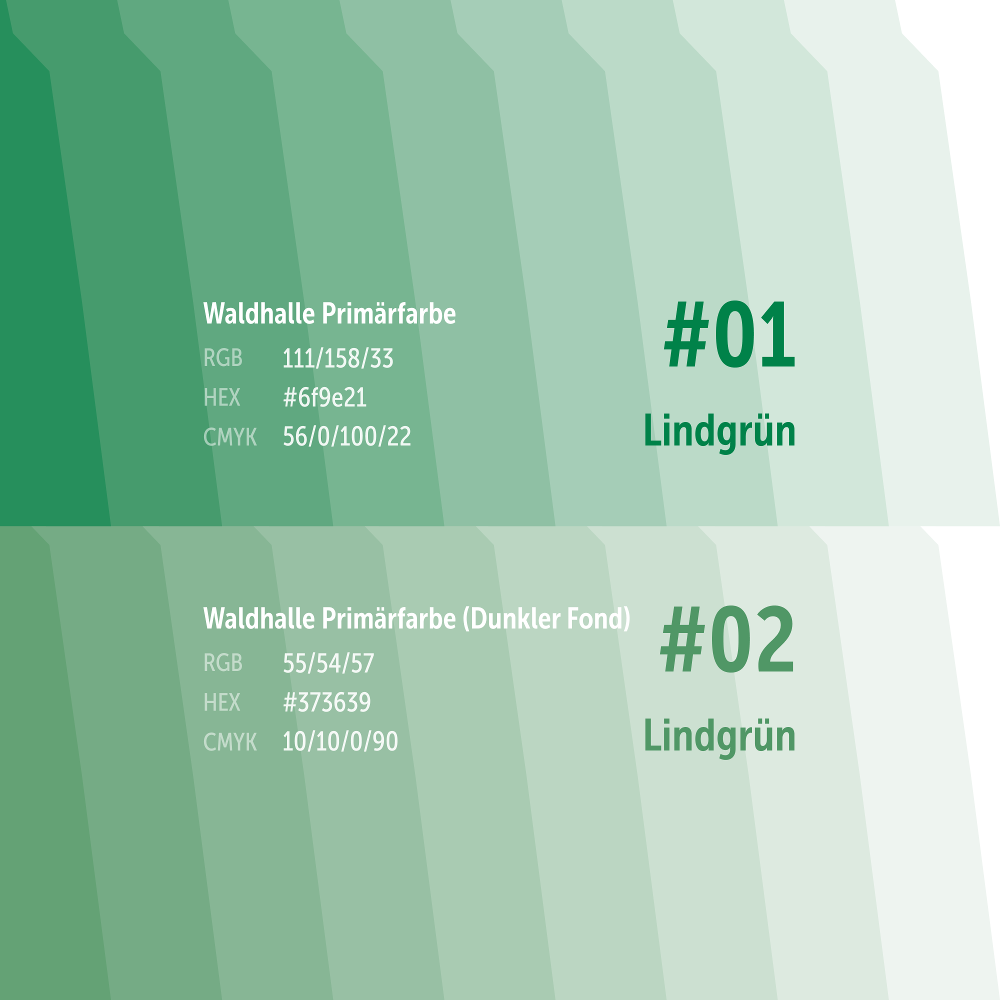 Waldhalle Primärfarben: #01 Lindgrün, #02 Lindgrün