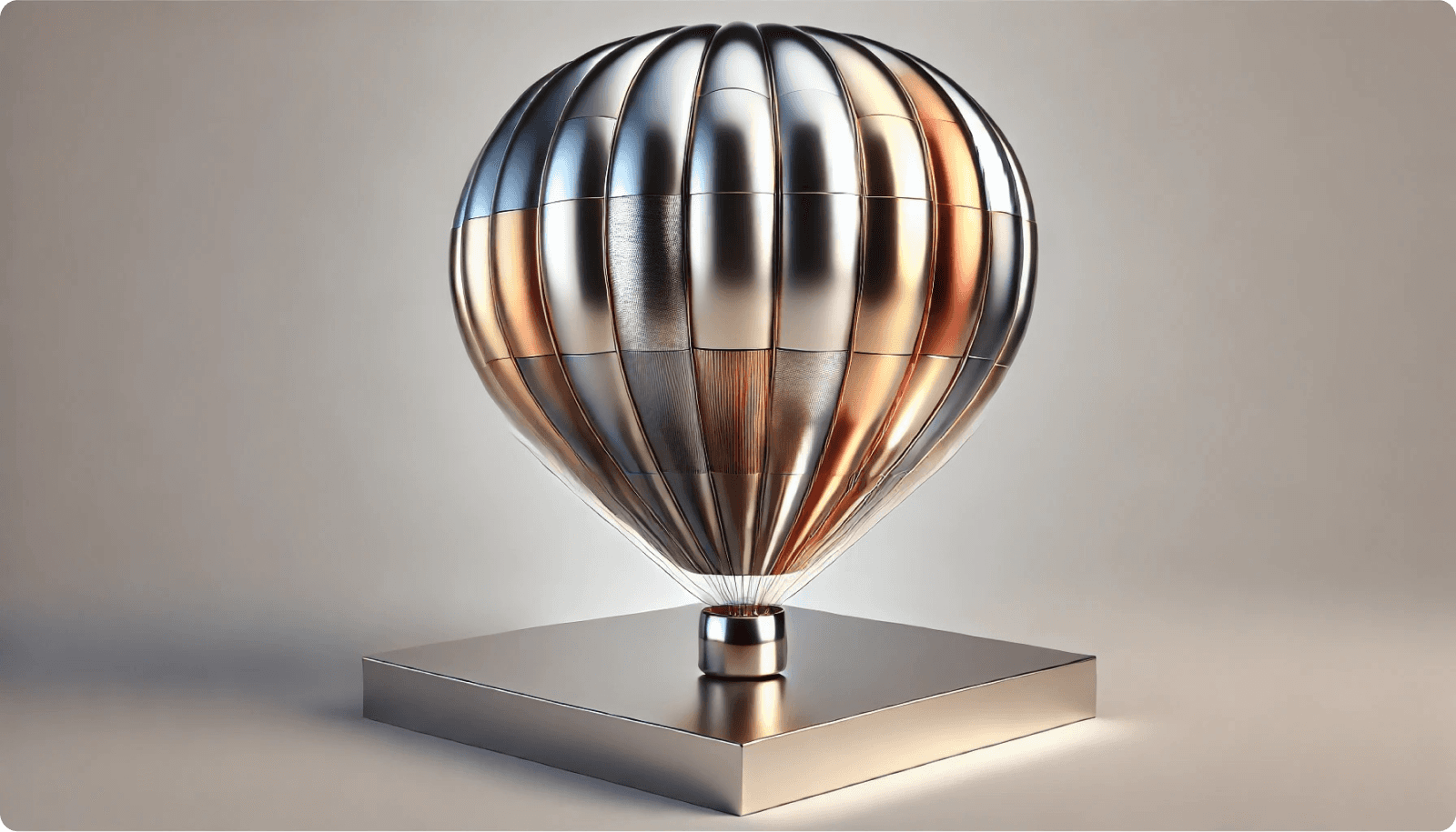 A metallic and minimalist hot air balloon symbolizing crypto airdrops