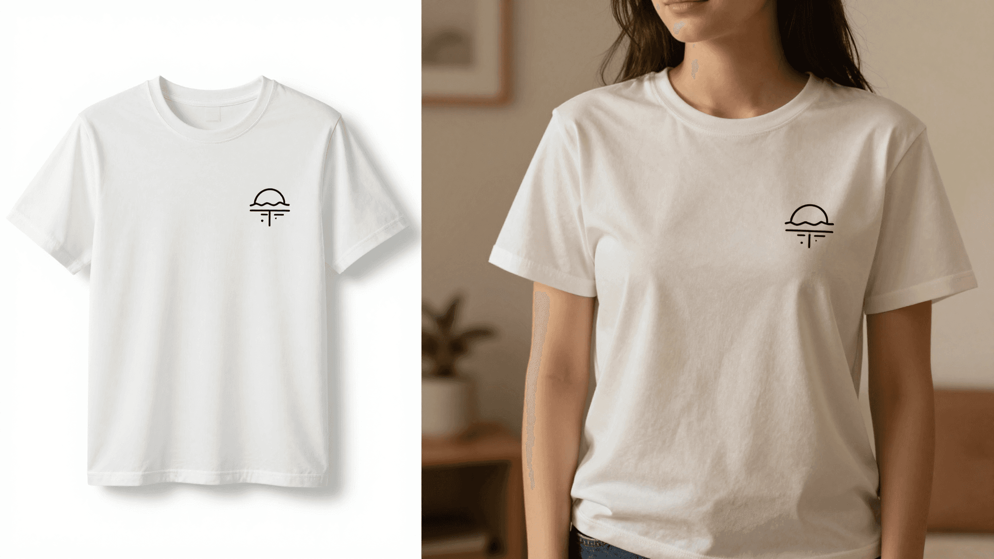 A before and after comparison of a product mockup