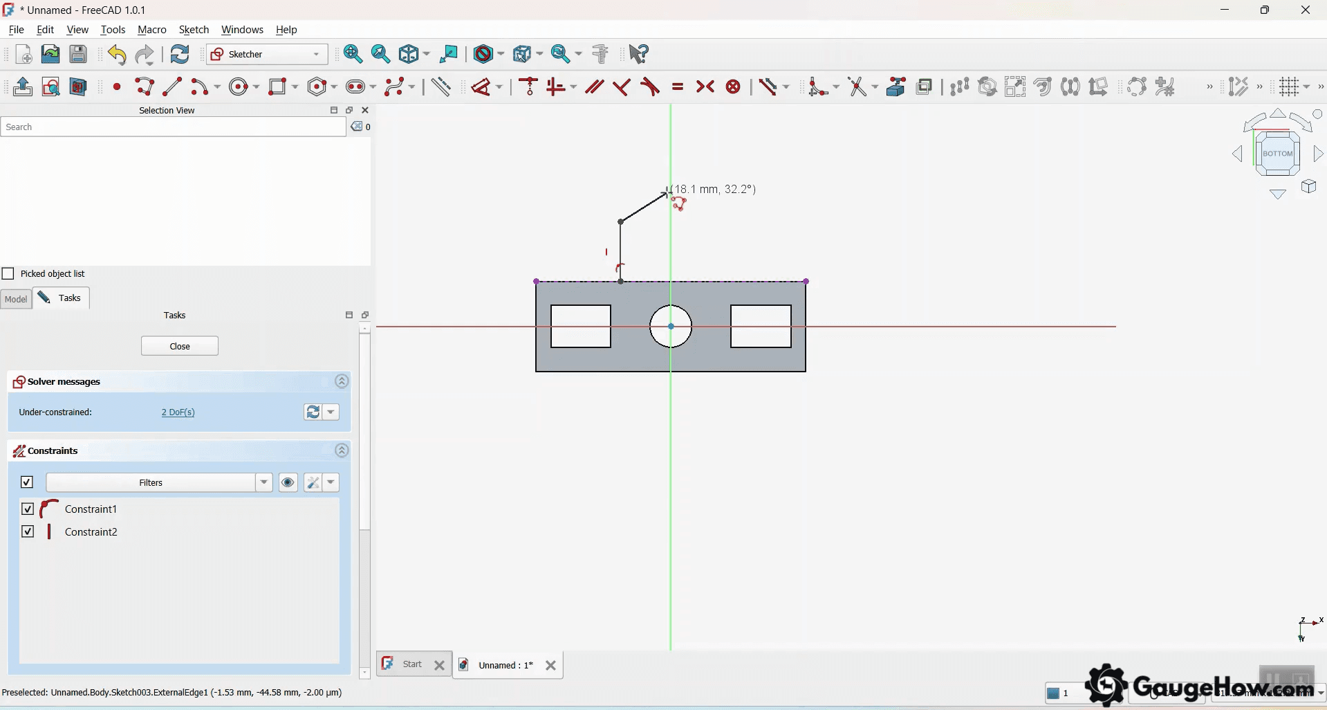 FreeCAD sketcher interface