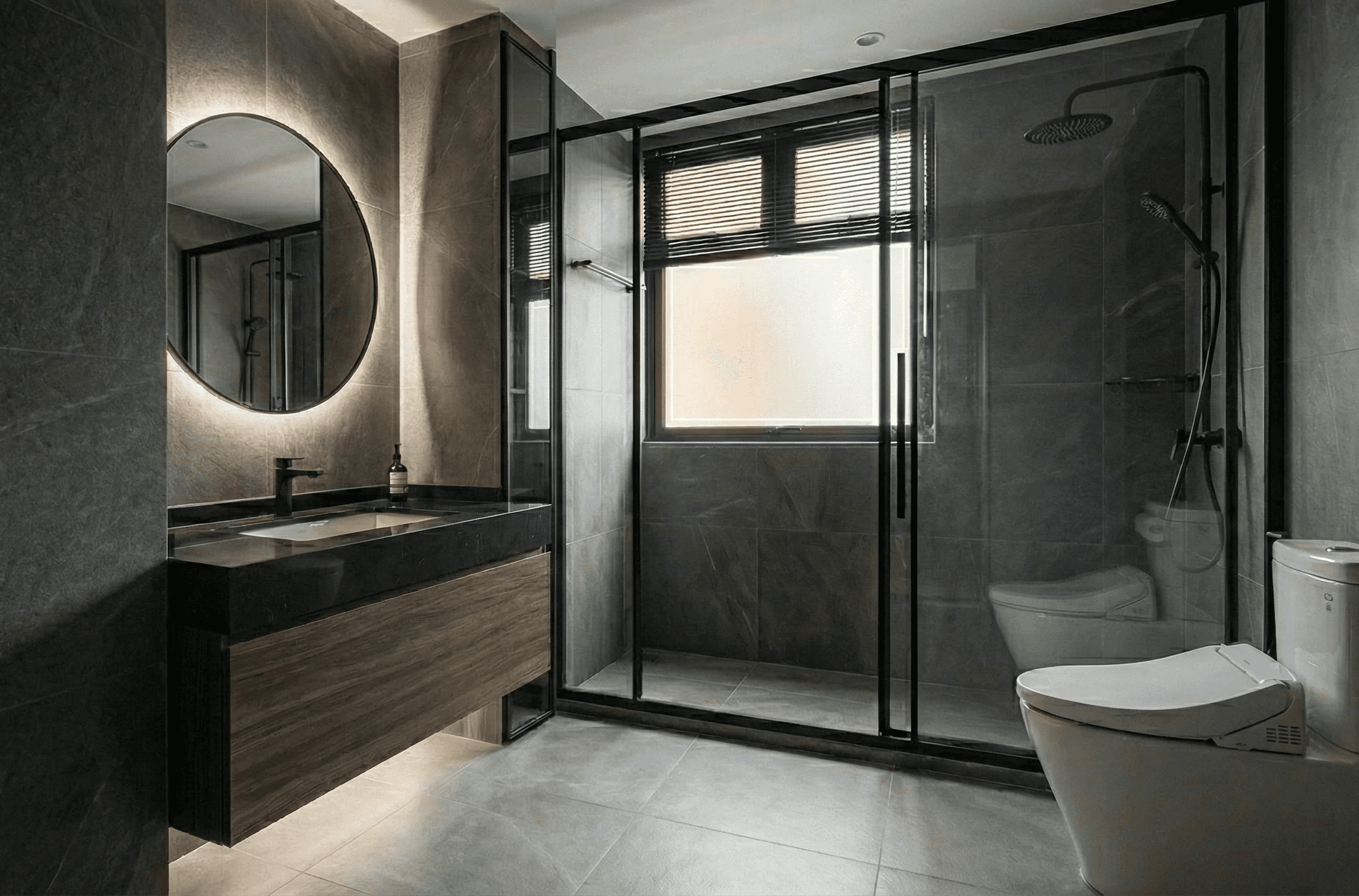 a living room filled with furniture and a mirror