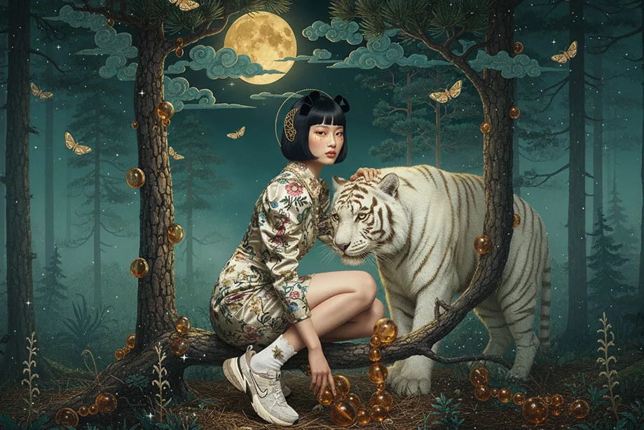 visual created by scene4 ai product photography tool - turning boring sneakers photo into artistic visual that is storytelling