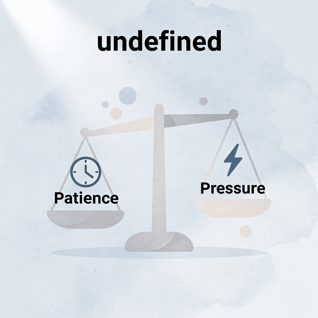 Balance scale showing patience versus pressure in swing trading