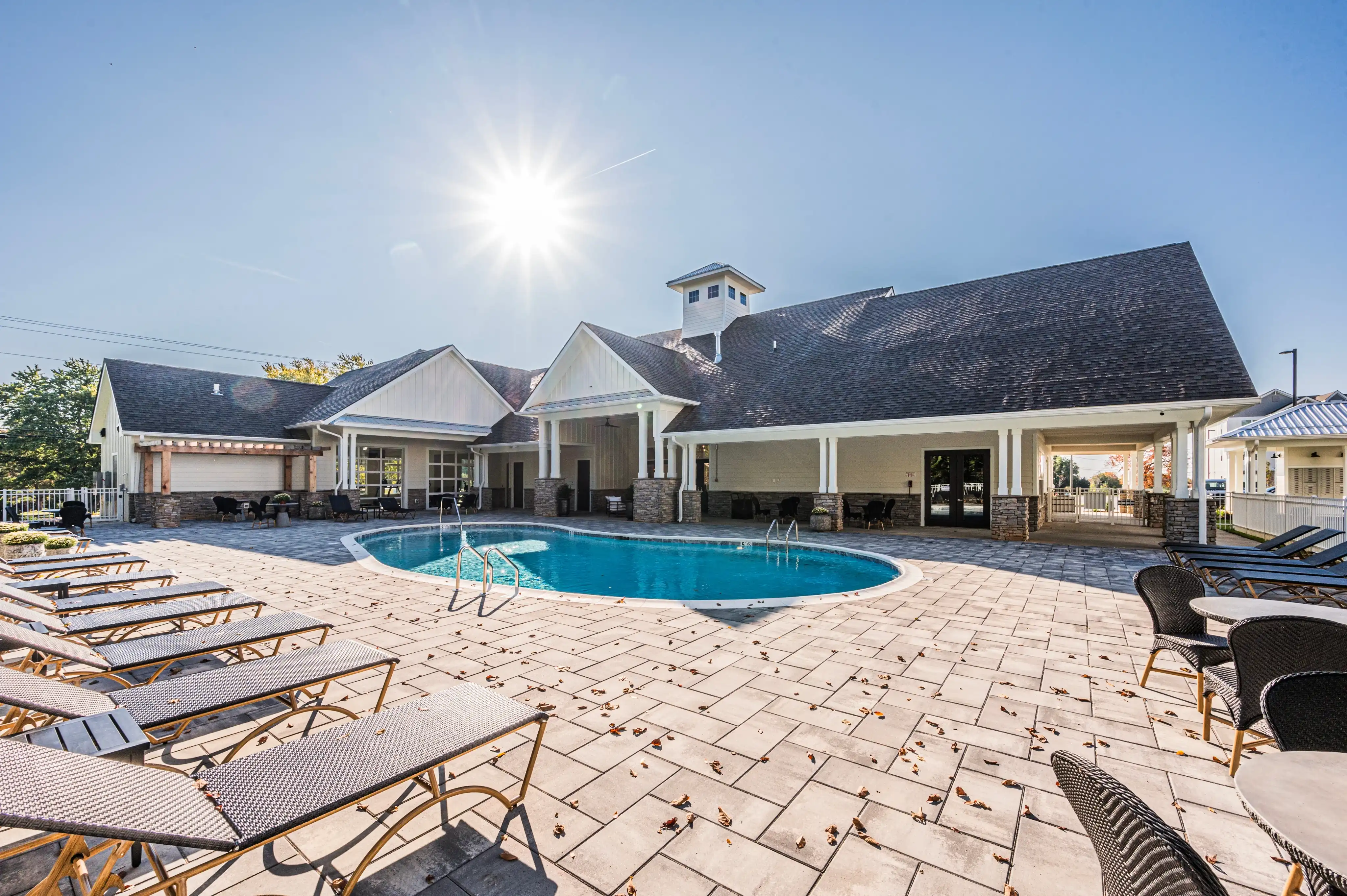 Resort-style salt water pool at The Reserve at Cool Springs luxury apartments in Elizabethtown, KY