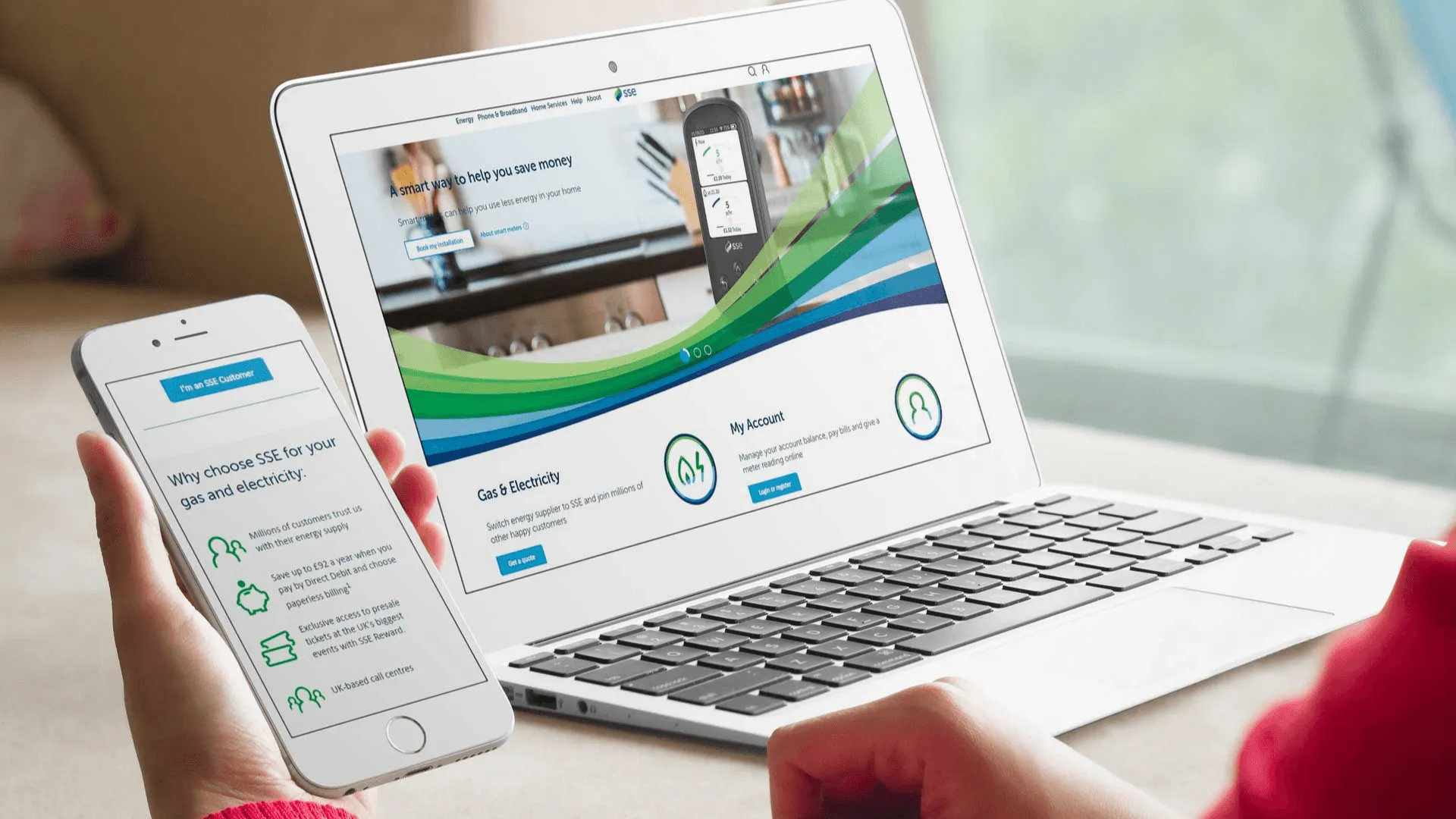 The SSE website on laptop