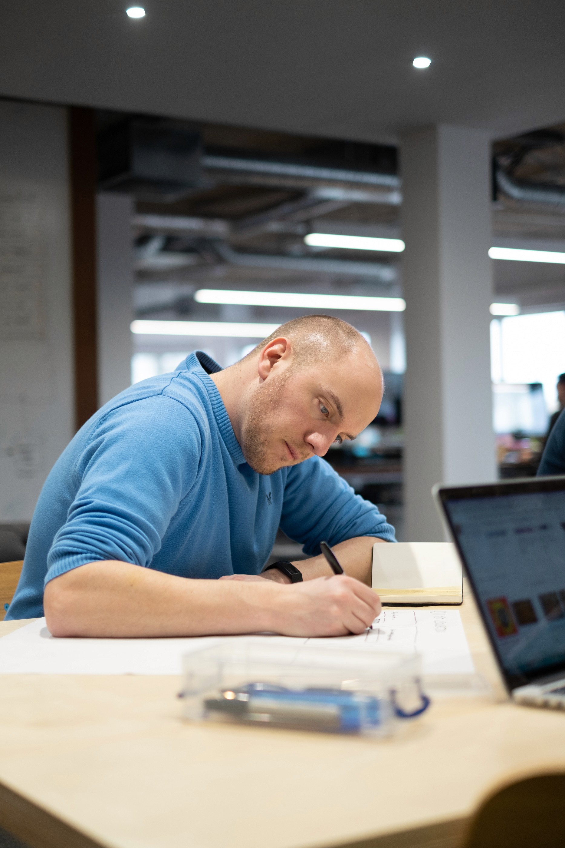 Office Picture with dark elements and blue light