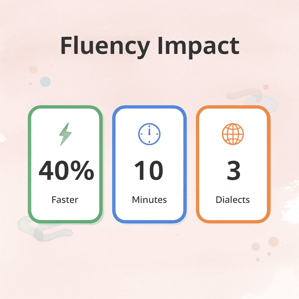 Statistics showing fluency impact metrics