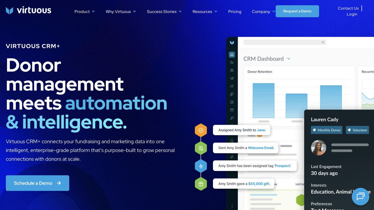 virtuous donor management software website
