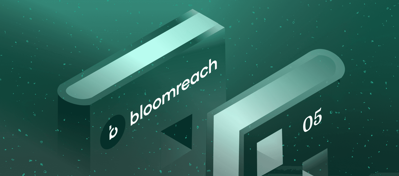 Bloomreach implementation playbook hero image with stylized platform-inspired shapes and part five numbering.