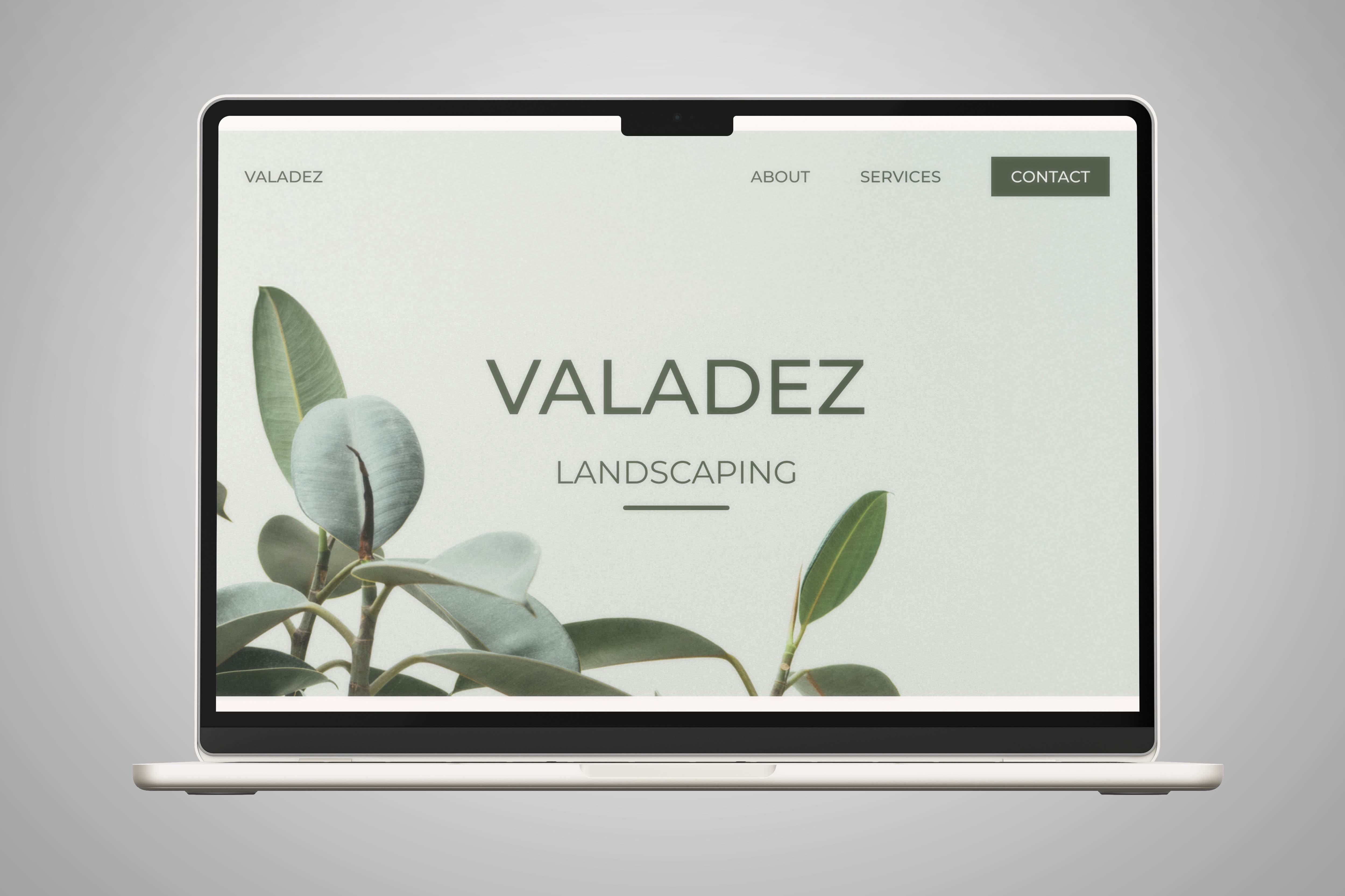 Laptop mockup with the website home page