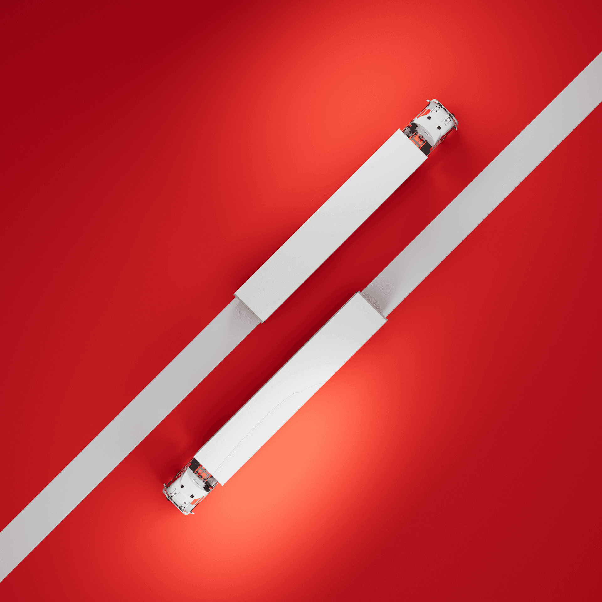 Two Pallet Network Solution truck passing each other