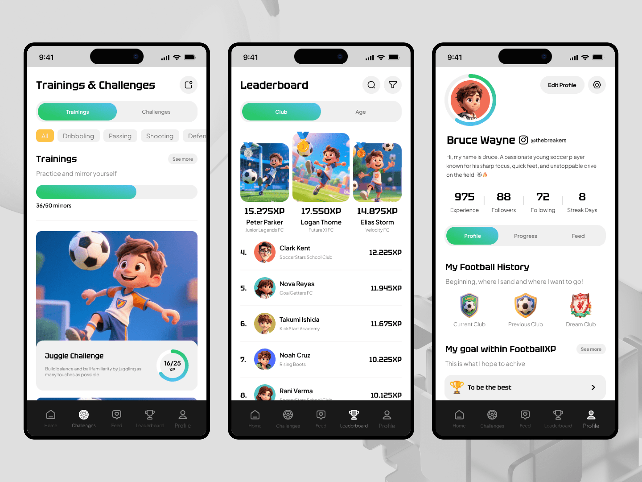 Image of FootyXP Mobile App Design