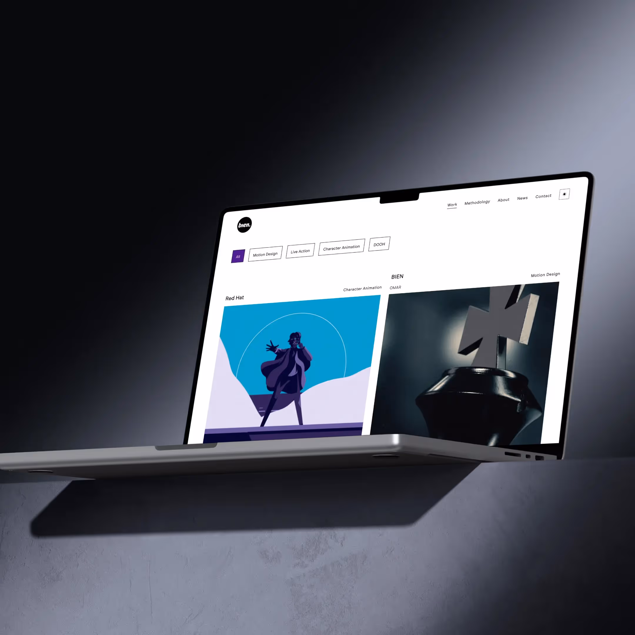 BIEN website displayed on a digital device mockup