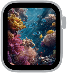 fish city Apple Watch face preview 4 featuring stylized colors and artwork.